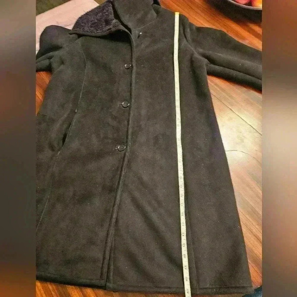 Talbots Woman Faux Suede Sherpa Lined Black Long Coat Sz 18 EUC Winter - Picture 13 of 15